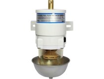Fuel Filter/Separator with Clear Bowl and Heat Shield - 3/4"-16 UNF Ports - Max Flow 227 LPH (60 GPH