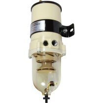 Fuel Filter/Separator with Clear Bowl and Heat Shield - 7/8"-14 UNF Ports - Max Flow 341 LPH (90 GPH