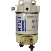Diesel Fuel Filter (10-micron) with Clear Bowl and Primer Pump- 1/4" Ports - Max Flow 57 LPH