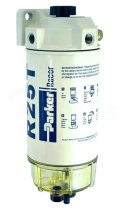 Diesel Fuel Filter (10-micron) with Clear Bowl and Primer Pump- 1/4" Ports - Max Flow 170 LPH